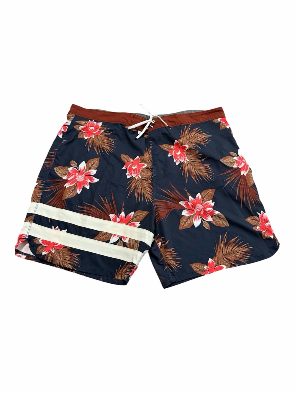 Hurley Navy Floral Board Shorts Size 40 Tropical Beach Surf Swim Drawstring